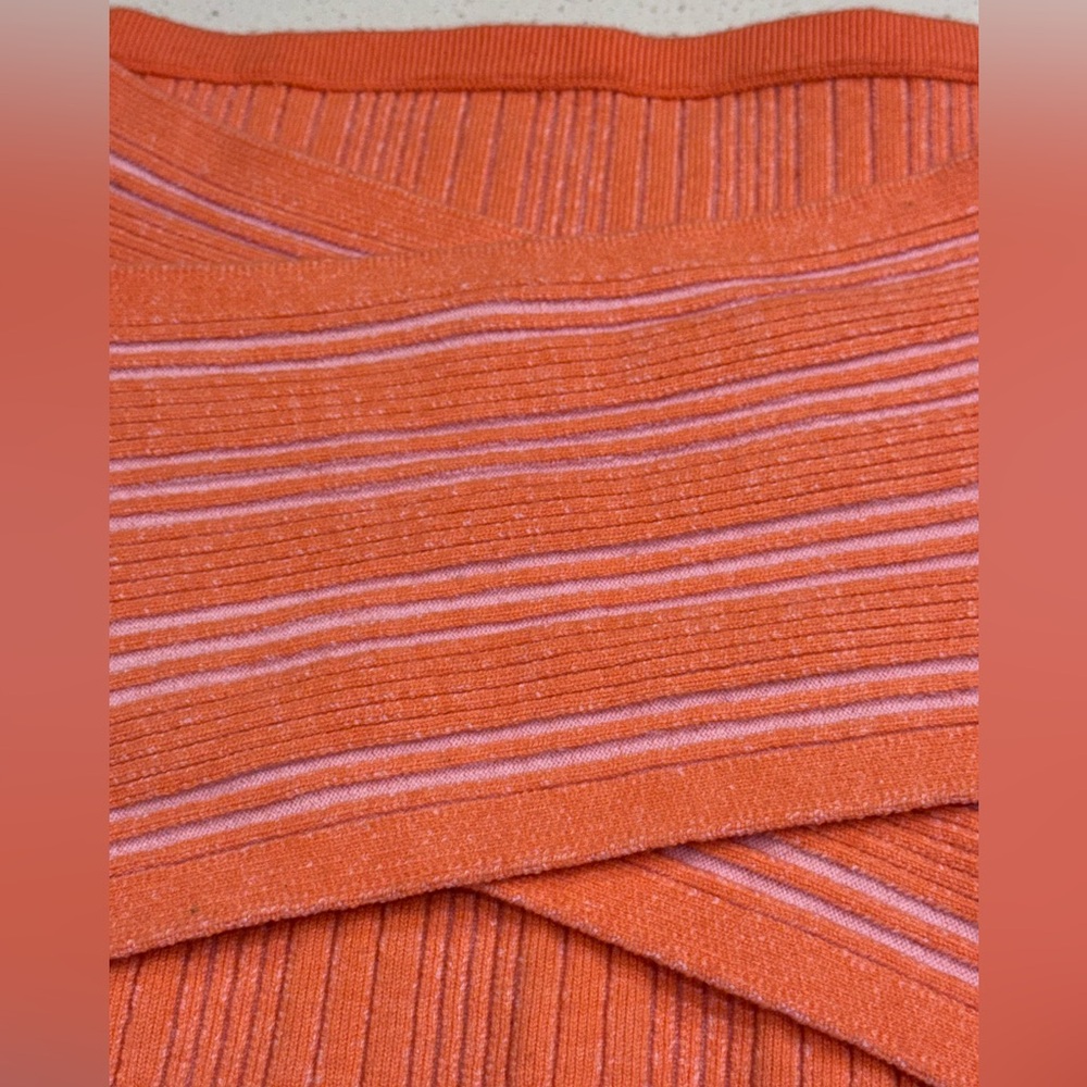 Aerie Reversible Ribbed Cropped Wrap Sweater Top - Orange/Pink - Picture 7 of 7